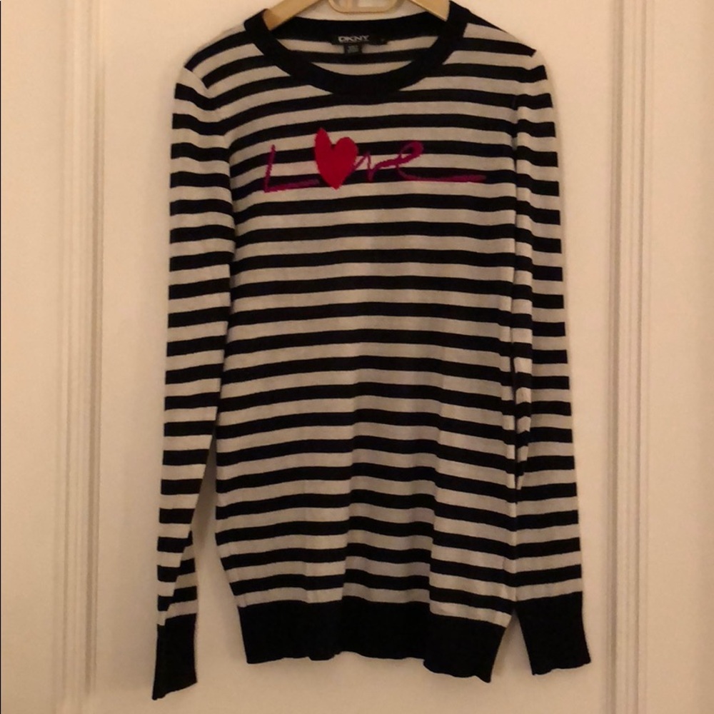 DKNY Black/White Stripe Sweater